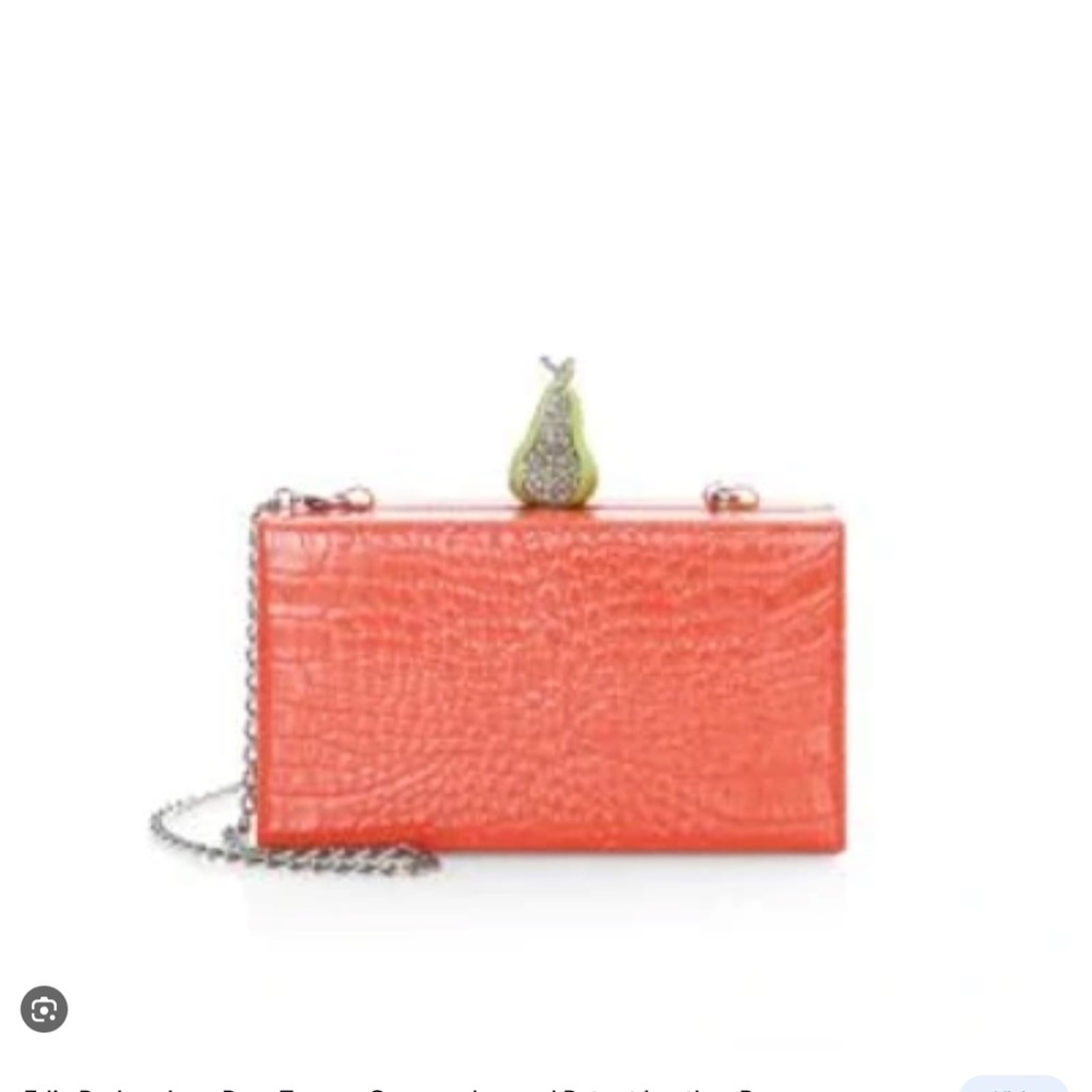 Edie Parker Jean Pear Topper Croc Embossed Clutch